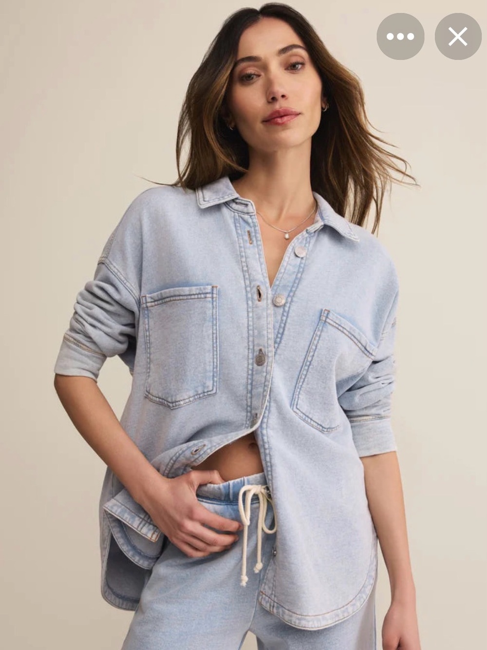 Z Supply All Day Knit Denim Jacket Washed Indigo L NWT